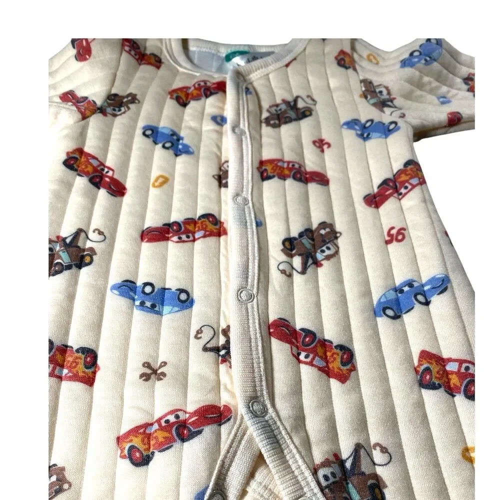 Disney Baby Pixar Cars Hooded Quilted Sleeper 0-3 Mo Lightning McQueen Tow Mater